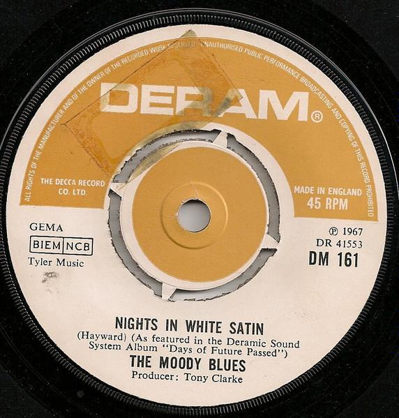 7-дюймовая пластинка MOODY BLUES - Nights In White Satin DM161 Deram 1972 UK Рок Б/У