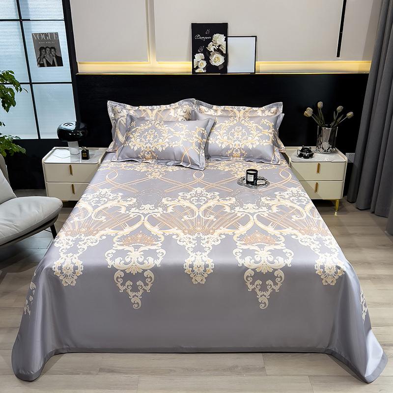 Summer cool bed cover Luxury double size mat Ice silk linen sets Air conditioning full bed sheets set Mattress with pillowcases