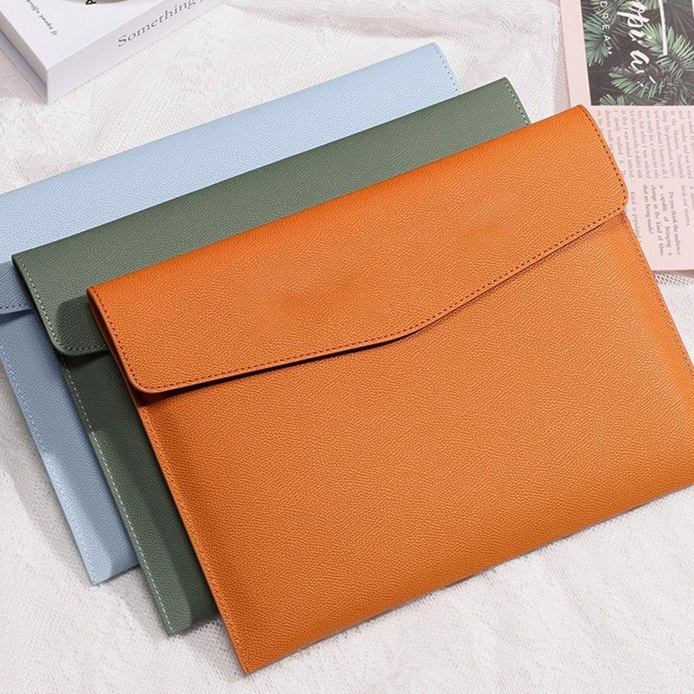 Large Capacity Leather File Folder Leather Briefcase Document Bag  School Office