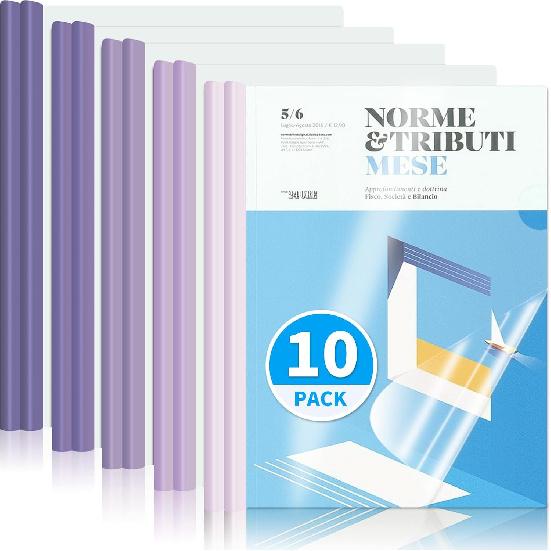 10 Pack, Clear Report Covers with Sliding Bar, 50-Sheet Capacity – Presentation Folders for Letter and A4 Sheets Size, Resume & Document Binders