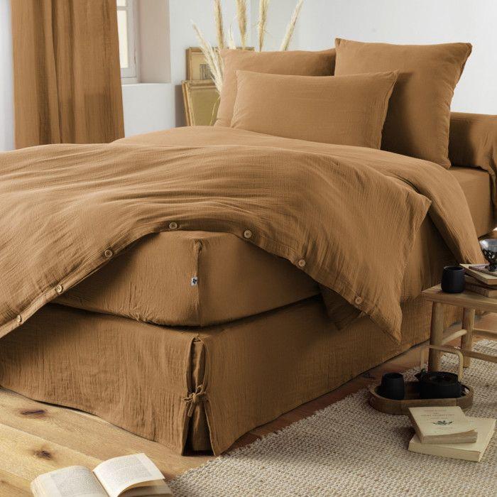 "Gaïa" Duvet Cover All Sizes "Cotton Gauze" - Gaïa Camel - Duvet Cover 260 X 240 Cm