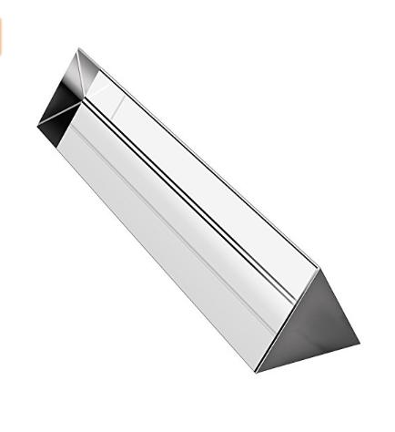 Optical Glass Rainbow Colored Triangular Photography Prism Transparent with Red Box