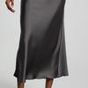 Women Midi Skirt Mid-rise A-Line Solid Color Fishtail Skirt Smooth Fabric Office Lady Skirt Daily Wear