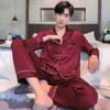 Spring and Summer Men's Ice-silk Pajamas Homewear Suit Teenagers Senior Sense of Silk Thin Section Pajamas Homewear Suit