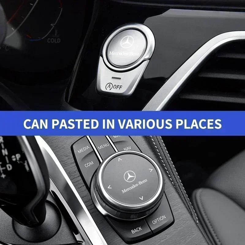 DQQ3 Car Steering Wheel Badge Stickers Car Door Handle Label Decal For Mercedes Benz A C E Class GLE GLB GLC W205 W212 W213 X253