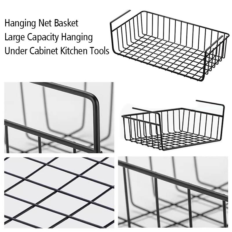 1 шт., белая/черная подвесная сетка, металлическая корзина большой емкости, висящая под шкафом