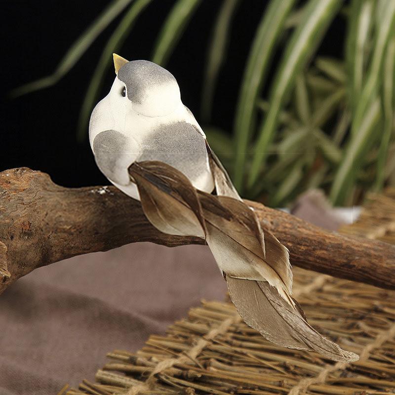 12 шт./лот, имитация птиц, садовое украшение, поделки, красочные искусственные перья птиц с зажимами, украшение двора из железной проволоки