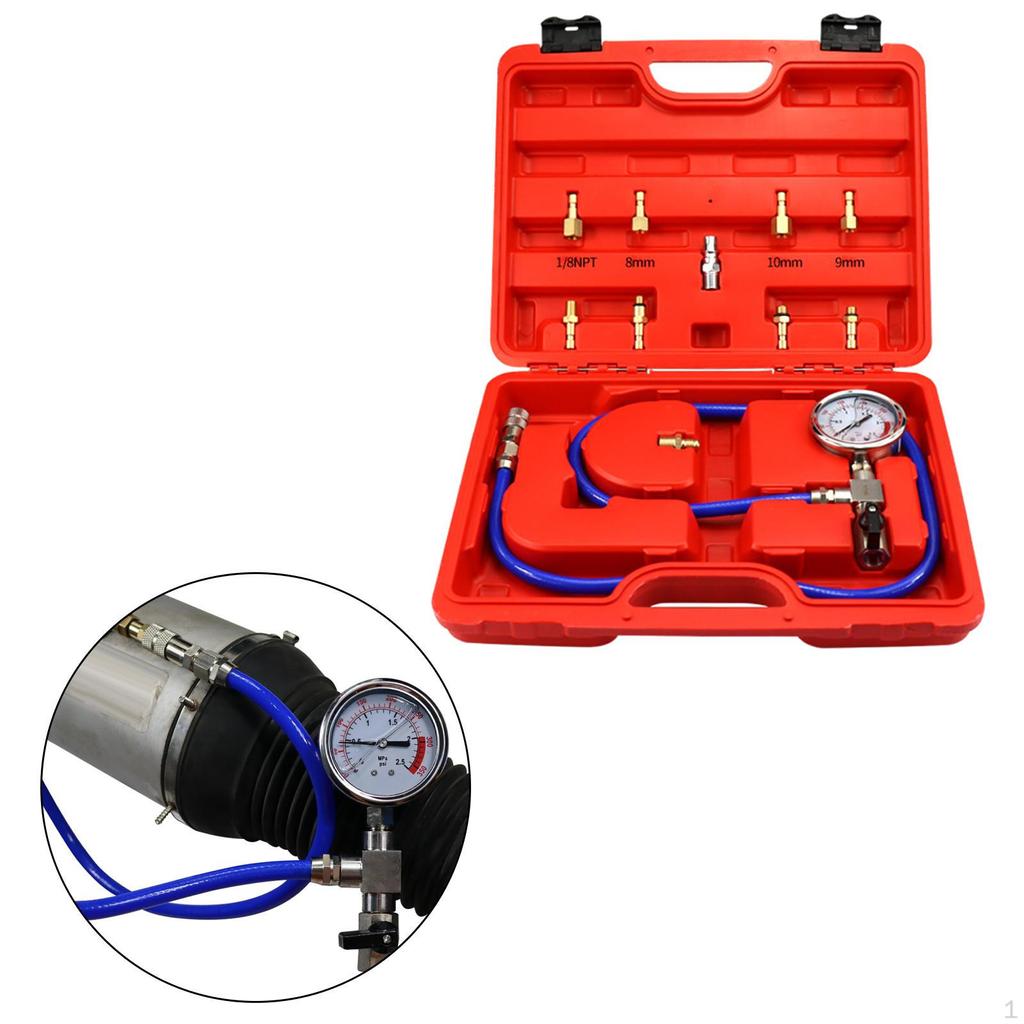 Auto Air Shock Absorber Test Tool with 8 Adapters Suspension Leak Detector Car Repair