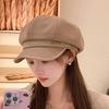 British Leather Beret Duck Tongue Season Versatile Retro Temperament Painter Hat Octagonal Hat