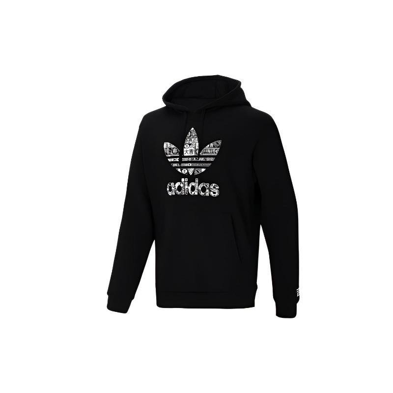 adidas Мужская черная толстовка с капюшоном и принтом логотипа Originals GT4356