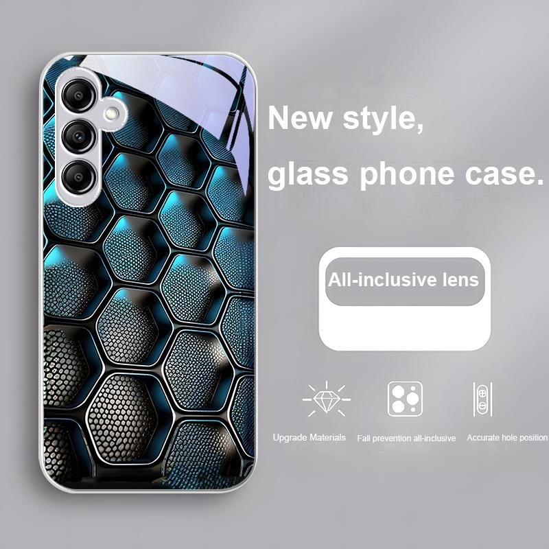 Синий градиентная сетка для Samsung Galaxy A01 02 03 Core A04 A14 4G A13 54 34 31 20 25 23 22 5G S21 Ultra S20 Стеклянный чехол для телефона