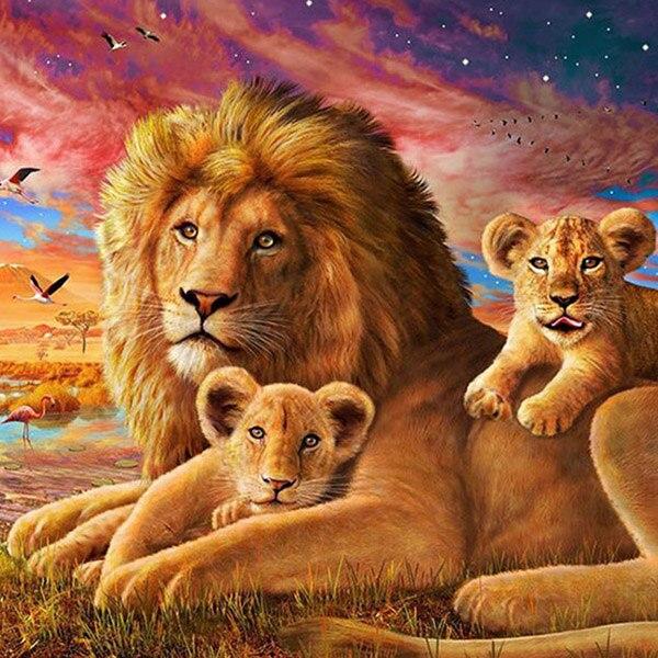 17 Style Full Round Drill Diamond Mosaic Lion Animals Diamond Painting Cross Stitch Wild Animal 5D DIY Diamond Embroidery Decor
