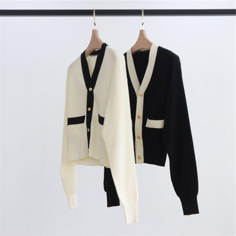 Spring and Autumn Women's Cardigan Sweater Loose V-neck Sweater Knitted Sweater