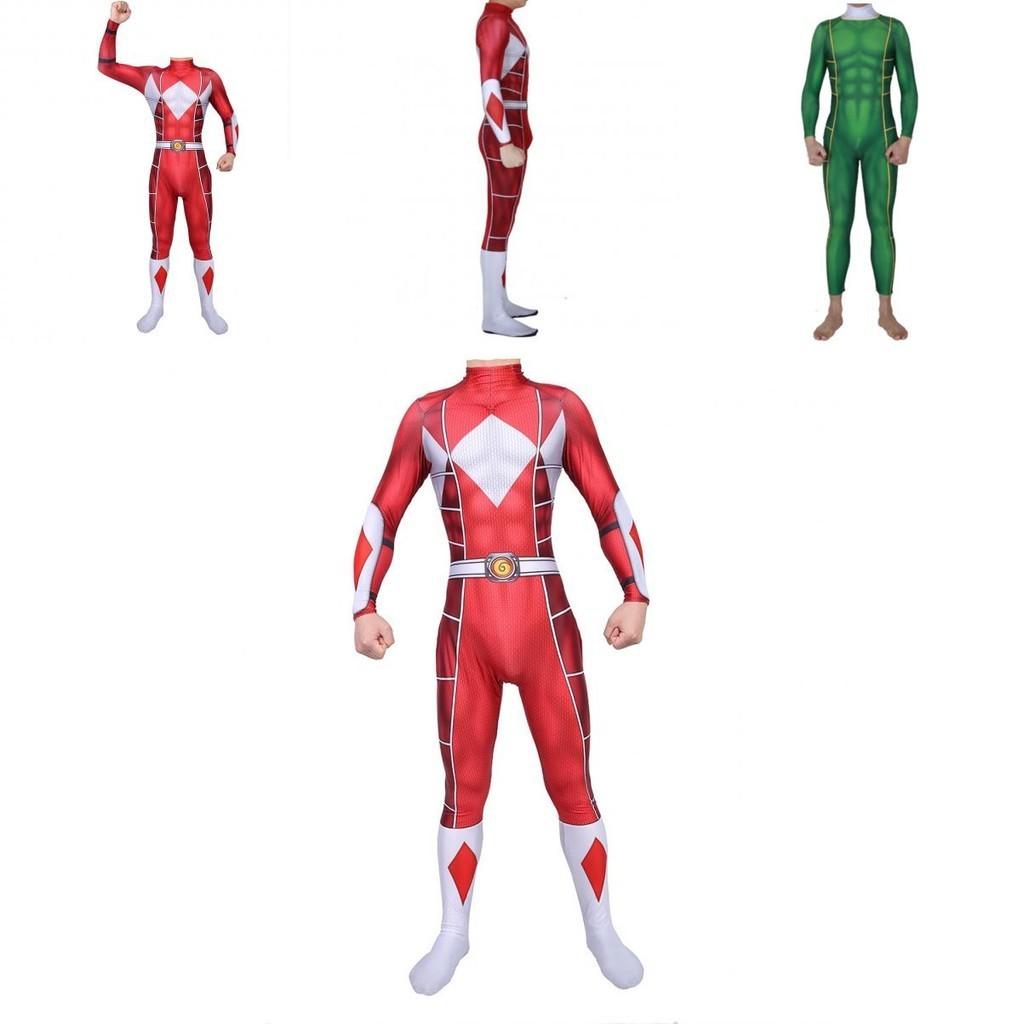 Vibrant Power Rangers Bodysuit Spandex Cosplay Costume For Unisex Kids And Adults