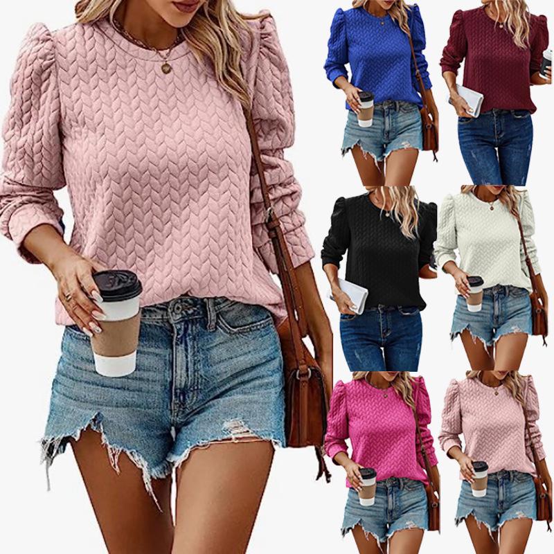 2024 Autumn/Winter Women's Cable Knit Loose Long Sleeve Round Neck Pullover
