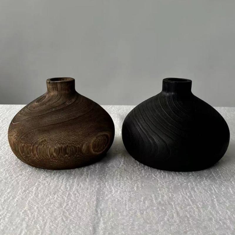 1 шт., цельный деревянный цветочный горшок, настольное украшение, гостиная, маленькая ваза, творческая композиция, ваза, украшение для дома