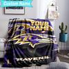 Custom Name Blanket Ravens Team Spirit Blanket Bedding Blanket for Travel, Camping, Living Rooms, Offices, Sofas, Fan Christmas gift