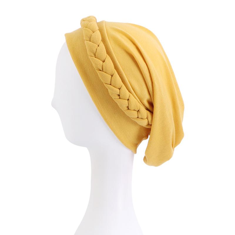 European And American Solid Color Elastic Ethnic Style Bag Head Cap, Twist Braid Chemotherapy Cap, Confinement Cap Jdt-429C