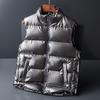 Пуховый хлопковый блестящий жилет, мужской легкий теплый жилет с воротником-стойкой, утолщенный свободный повседневный жилет большого размера
