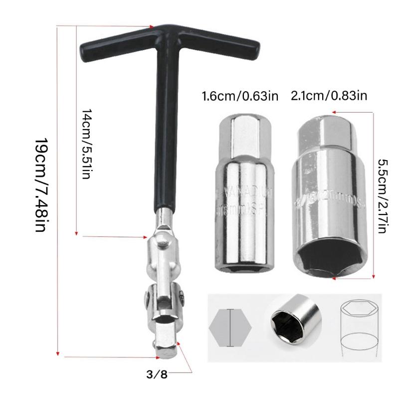 Spark Plugs Socket Wrench T-Handle 16mm 18mm 21mm Removal Tool Fit For Motorcycles Spark Plugs Socket Wrench Remover