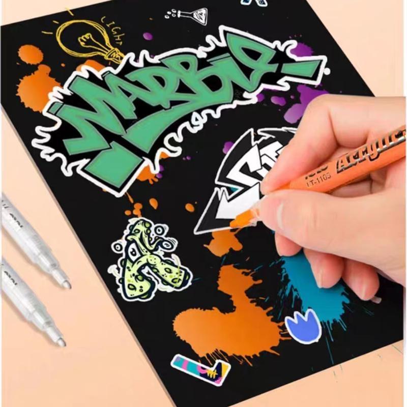 Набор маркеров для акриловой краски, ручки для перманентной краски со средним наконечником для наскальной живописи, дизайна кружек, письма на стекле, холста, фотоальбома, DIY