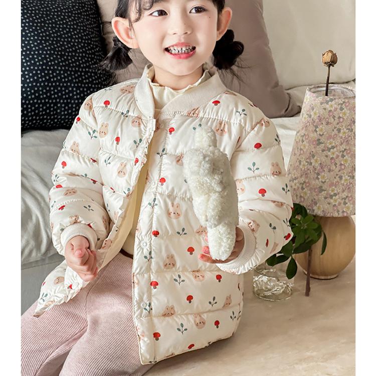 Теплая детская одежда с хлопковой набивкой в зарубежном стиле, зимняя детская утолщенная короткая куртка с V-образным вырезом с хлопковой набивкой, детские осенние милые куртки с мультяшным принтом