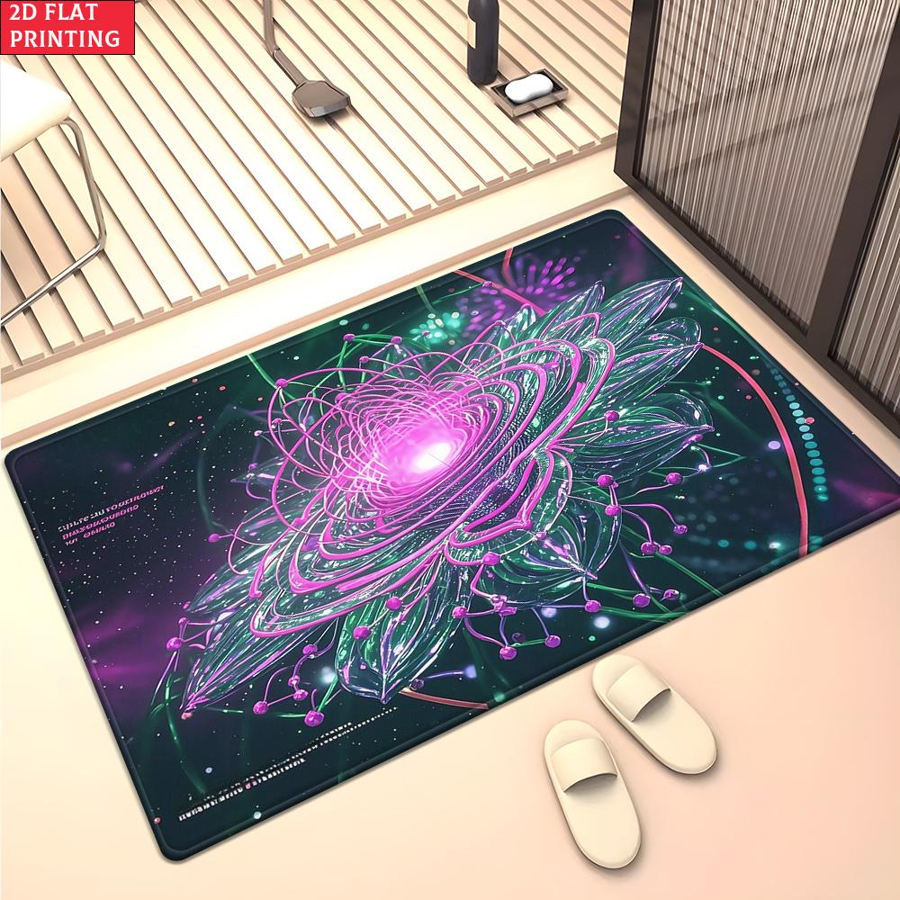 Aesthetic Butterfly Galaxy Floral Area Rug,Colorful Swirl Flower Carpet for Living Room, Boho Floor Mat for Bedroom Decor