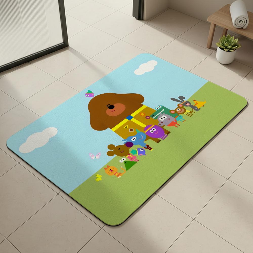 Cartoon H-Hey D-Duggee Floor Mat Diatomite Bath Mat, Quick Dry, Absorbent, Multi-Scene Mat