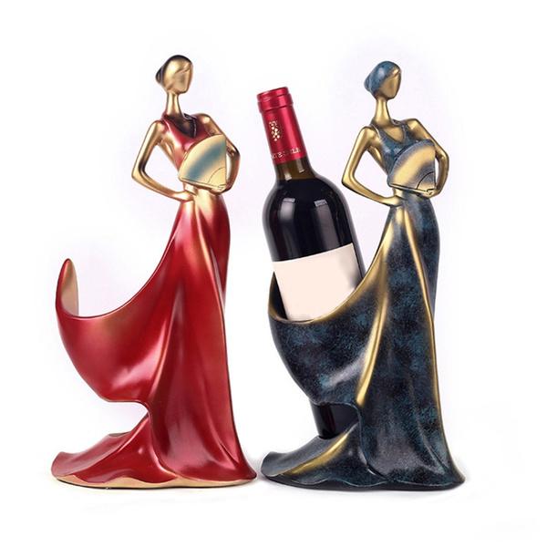 Beauty Girl Model Wine Rack Holder Shelf Wine Bottle Rack Practical Sculpture Wine Stand Home Decoration Accessories