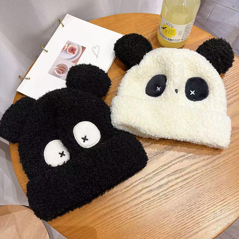 Children's Unisex Winter Pullover Panda Hat with Ear Protection - Thick, Warm, and Super Cute for Large Head Circumference