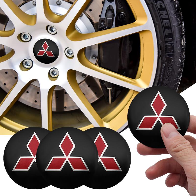 4Pcs 56mm For Mitsubishi Ralliart Outlander Pajero Lancer Car Wheel Center Hub Caps Badge Sticker Decals Decoration Accessories usjp22