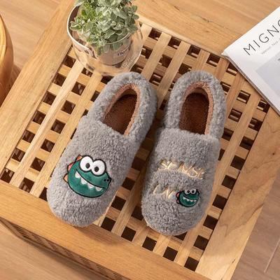 Мужские и женские зимние тапочки из плюша и хлопка 2024 года — пушистые, теплые домашние туфли на каблуке