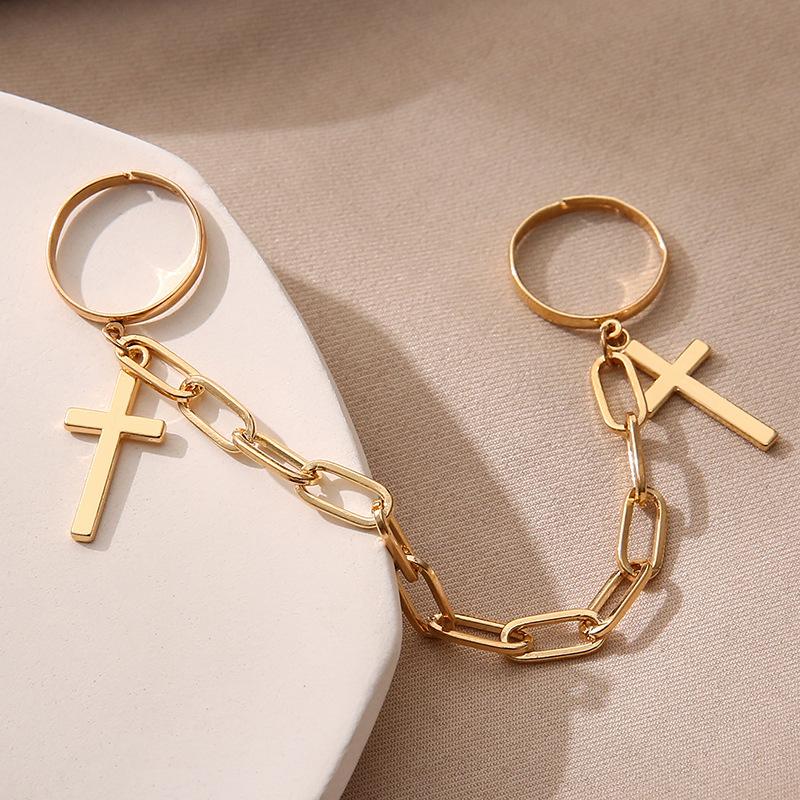 Браслет-цепочка в стиле панк с геометрическим узором для женщин, кольцо с подвесками, набор для пары, модные ювелирные изделия в стиле эмо, подарки, Pulsera Mujer