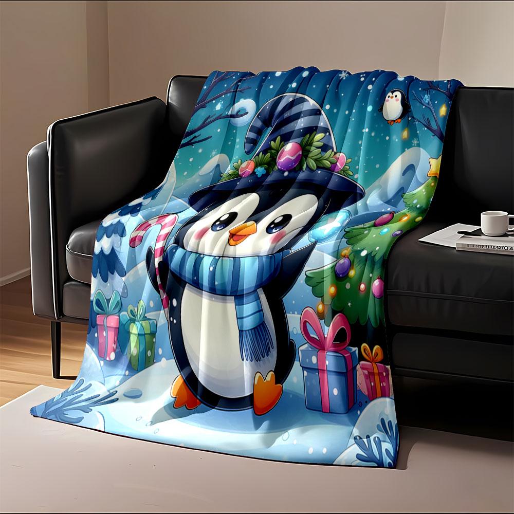 Winter Penguin Wonderland Blanket print blanket soft and cozy perfect for the living room bed sofa or a nap,gift