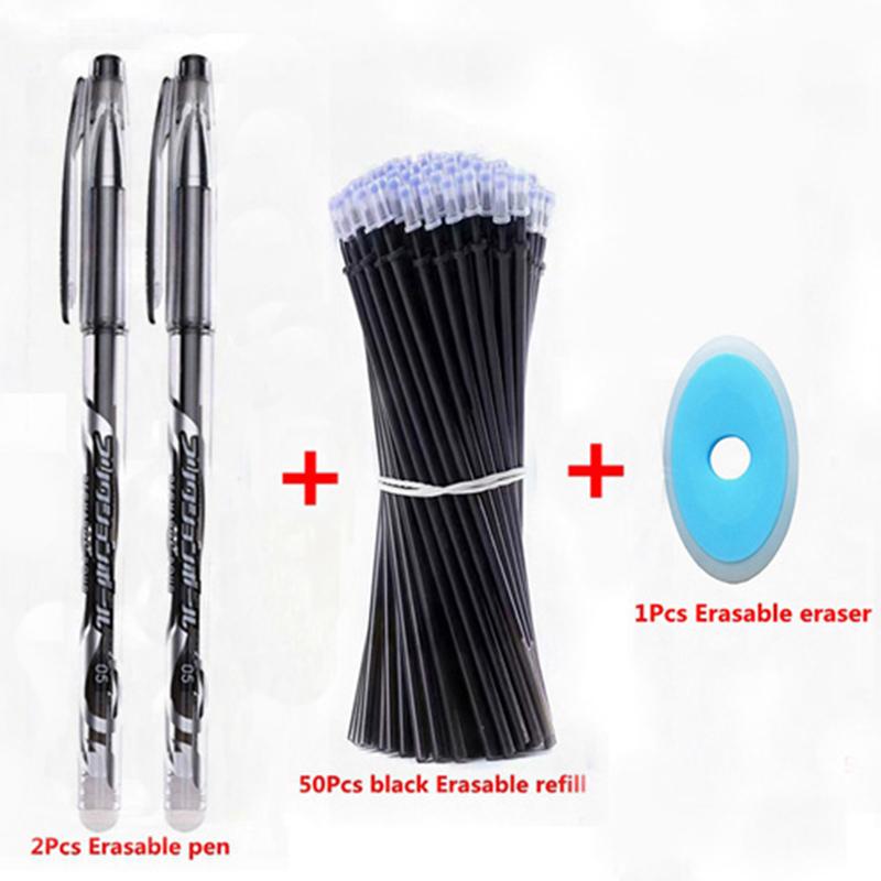 53Pcs/Set Erasable Gel Pen 0.5mm Erasable Pen Refill Rod Blue Black Ink Washable Handle For School Student Writing Stationery