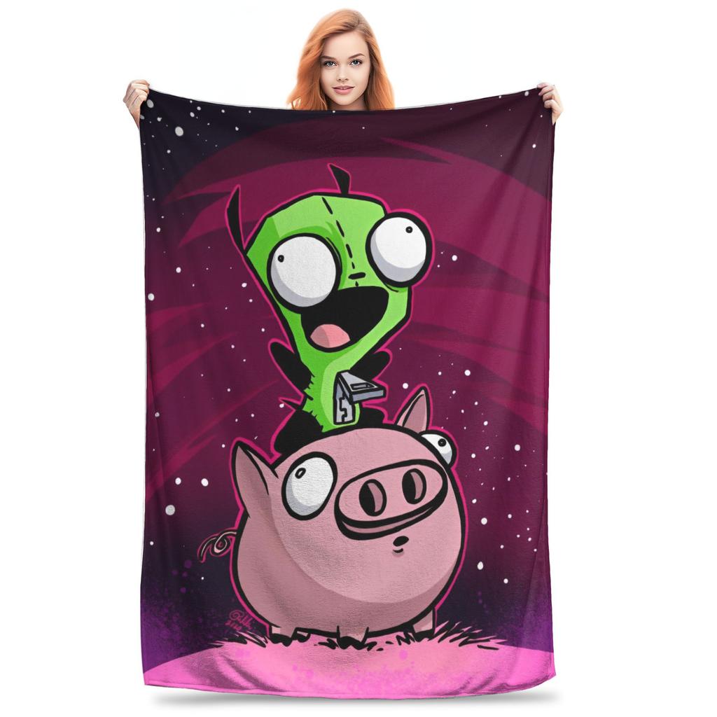 Invader Zim Gir Dib Robot Blankets Flannel Textile Decor Portable Super Soft Throw Blanket for Bed Car Bedspread