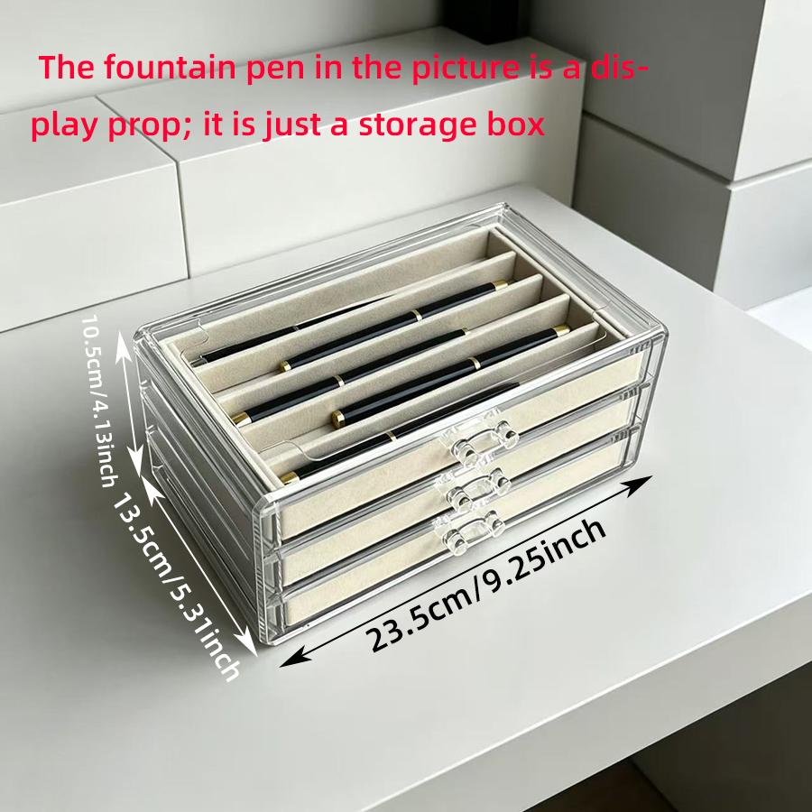 Pen and ballpoint pen storage box, household organizer, premium pen collection box, transparent display and pen showcase box