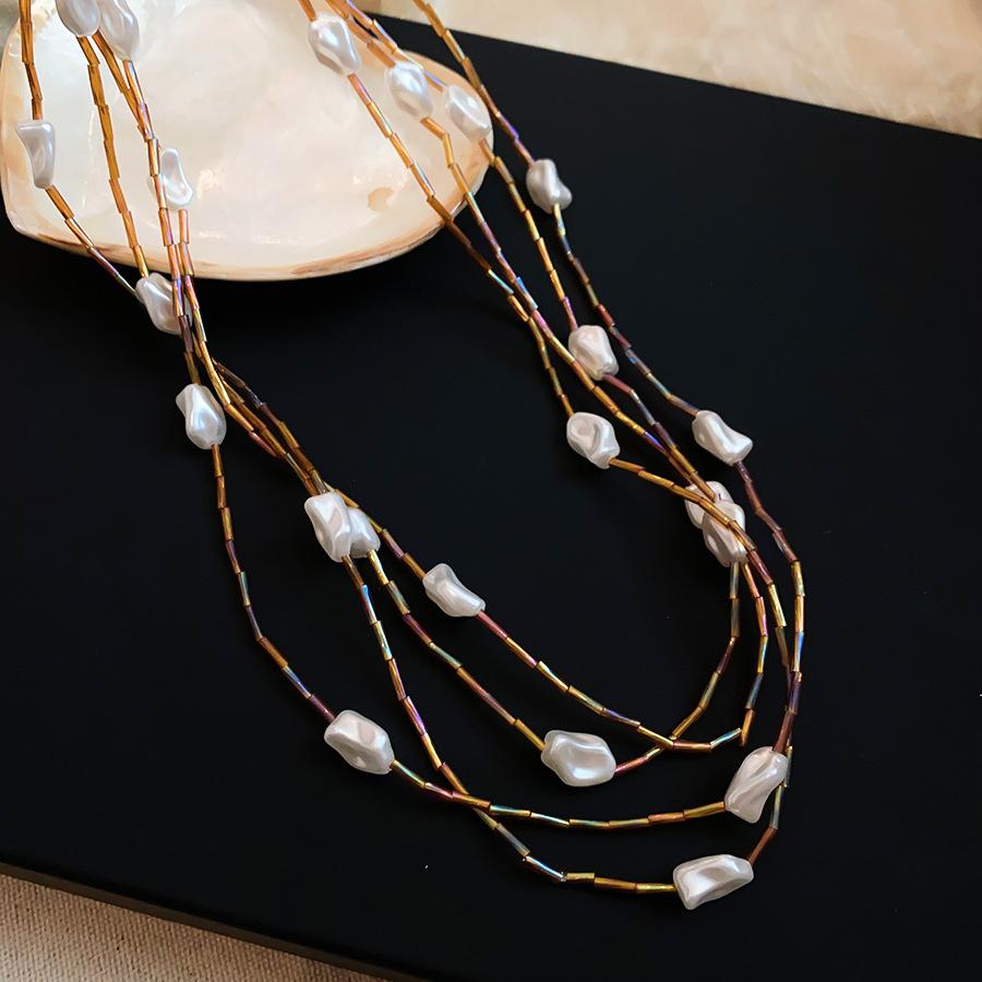 European and American Pearl Beaded Necklace, Simple and Exquisite Collarbone Chain, Light Luxury and High-end Versatile Necklace