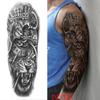 New 1 PC 480*170MM Super Large Compass Wolf Head Eye Fake Lion God Feather  Temporary Tattoo Sleeves For Men Women Tattoo Full Arm Tattoo Sticker