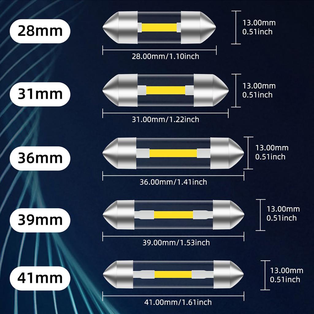 10 шт. Светодиодные лампы C5W C10W 31 мм 36 мм 39 мм 41 мм COB Светодиодные лампы Canbus Гирляндные Светодиодные Автомобильные Внутренние Светильники Плафон Для Чтения Подсветка Номерного Знака