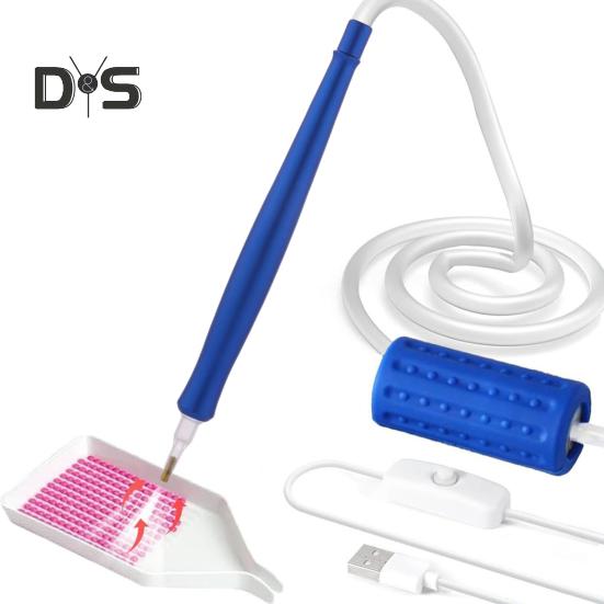 Вакуумная алмазная художественная ручка Электрическая алмазная художественная ручка с лотком для хранения Инструмент для размещения алмазов без воска для всех видов алмазов