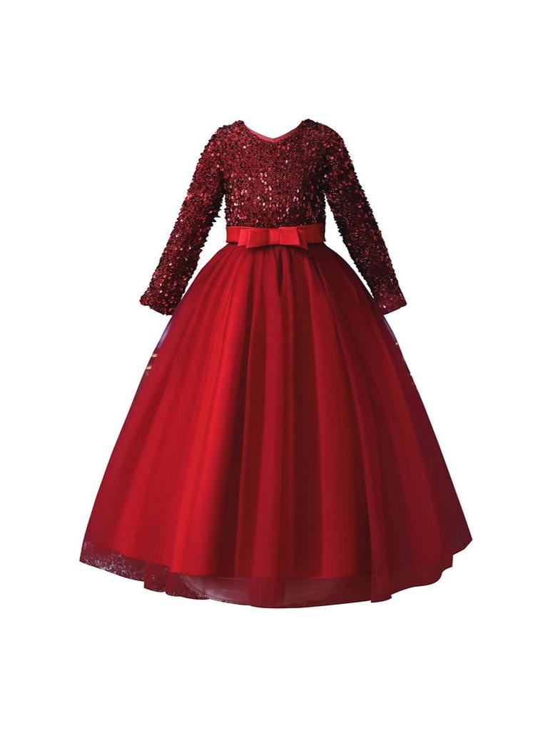 Новое вечернее платье принцессы с пайетками для девочек - Детская длинная формальная одежда