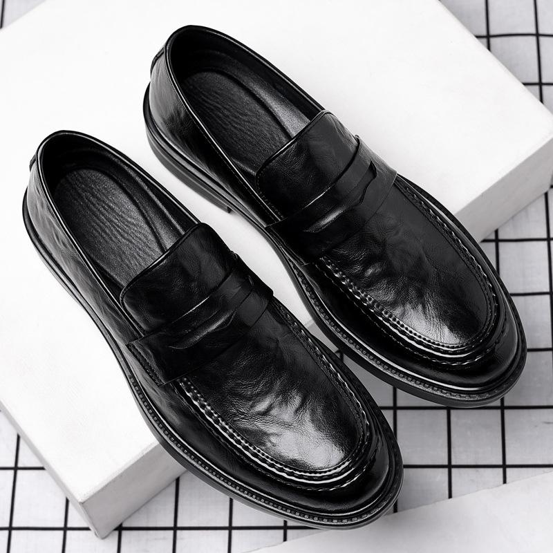 2025 Новые дизайнерские туфли из кожи на высокой подошве для мужчин, модные повседневные черные туфли, мужские весенне-осенние лоферы на платформе