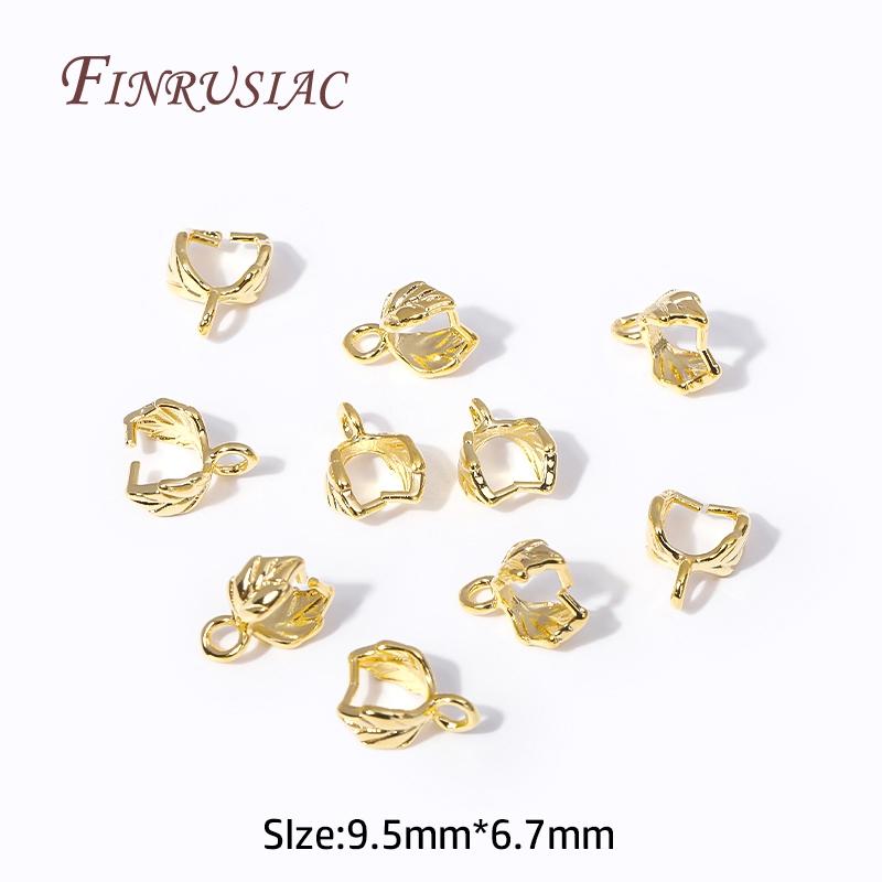 Позолоченная 18K застежка-петля для кулона, модная форма листа, заготовки для изготовления ювелирных изделий, аксессуары