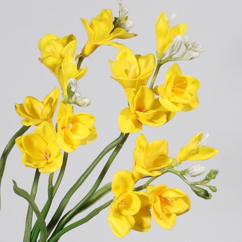 Artificial PU Freesia Flower With Bendable Iron Wire Stems for Wedding Floral Arrangements Tabletop Bookshelf Display