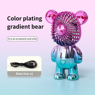 USB-вентилятор Бесшумный Перезаряжаемый Мультяшный Сильный Ветер Медведь Мини Электрический Настольный Ручной