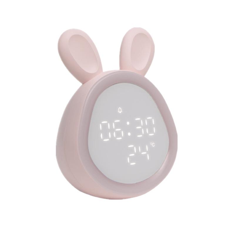 Cute Time Rabbit Alarm Clock Charging LED Luminous Digital Clock with Lamp Children Student Cartoon Electronic Clock