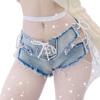 Женские винтажные джинсовые шорты с низкой талией, узкие полые шорты, модная уличная одежда