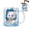 Cat Coffee Mug Ceramic 3D Visual Cat Milk Cup Creative Coffee Cups For Mulled Drinks Unique Cat Lovers Gifts Cups For Tea