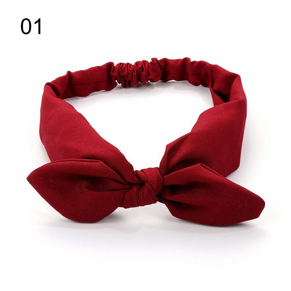 Women's Fashion Elastic Solid Colors Headwrap Bowknot Headband Turban Rabbit Ears Hairband